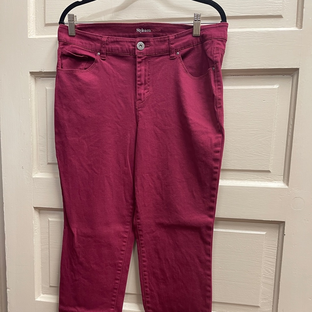 NWOT Red Denim Skinny Jeans Style & Co Curvy
